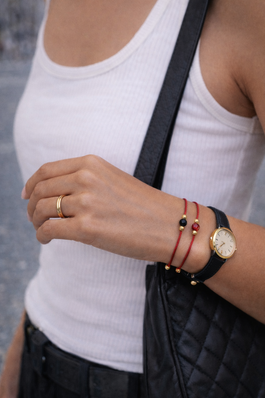 紅繩 疊戴 穿搭 示範